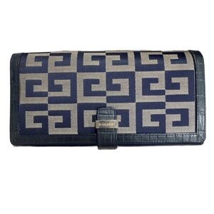 Givenchy Blue and Gray Leather Kisslock Wallet
